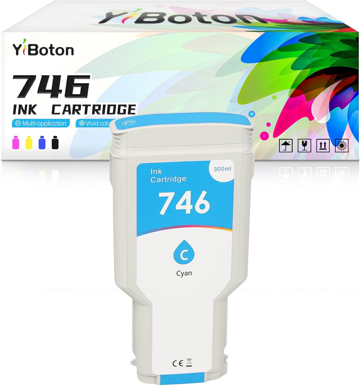 300-ml 746 Cyan Ink Cartridge (P2V83A) High Capacity Compatible Ink Cartridge for 746 Z6 & Z9+ Large Format Plotter Printer (1-Pack)