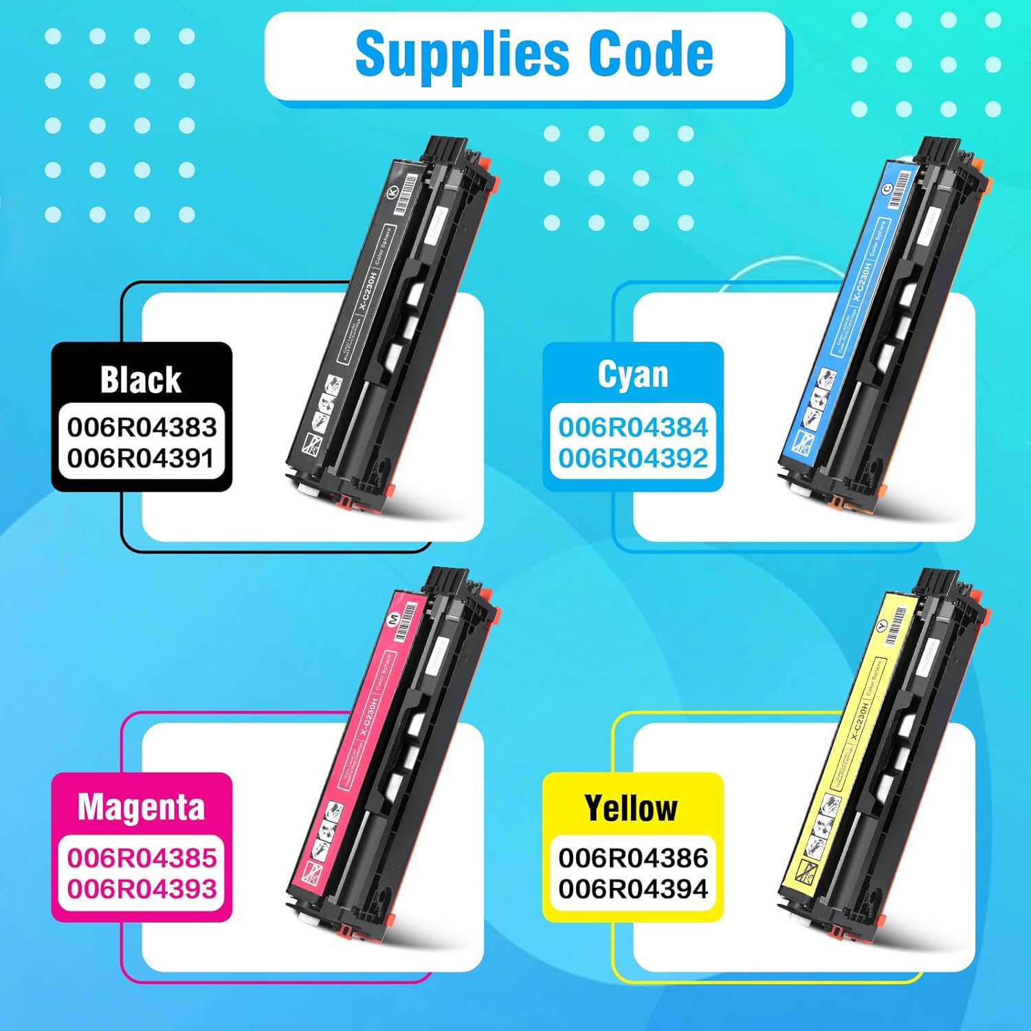 C230 C235 Toner Cartridge for Xerox 006r04383 006r04384 006r04385 006r04386,High Capacity 2500~3000 Pages Ink Cartridge for Xerox C230/DNI C235/DNI Color Multifunction Printer(4 Pack)
