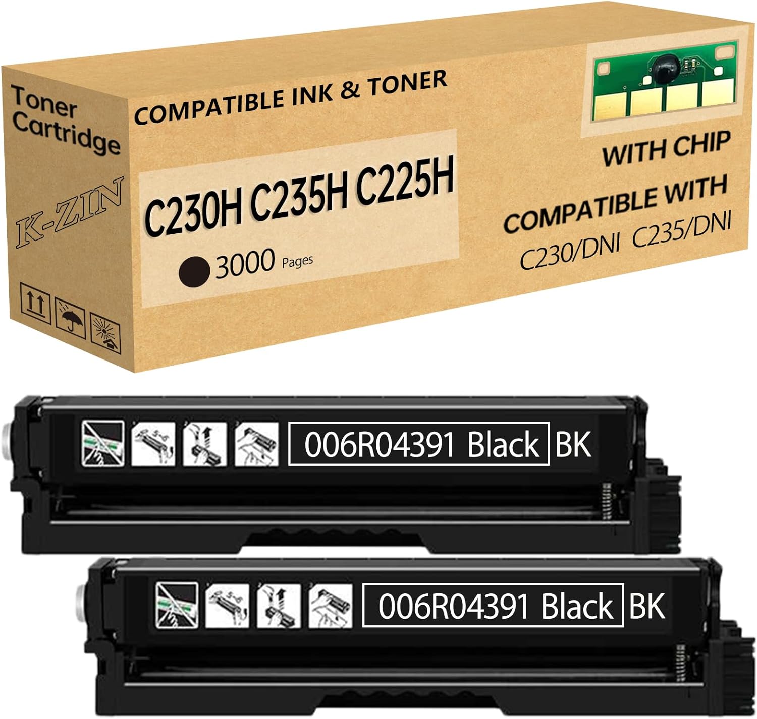C230 C235 C225 Toner Cartridge (with Chip) - Compatible with Xerox C230DNI/C235DNI Printers, Replacement for Xerox 230 Toner 006R04383 006R04384 006R04385 006R04386(Black/Cyan/Magenta/Yellow)