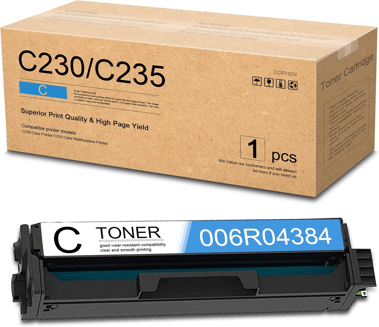 C230/C235 Toner Cartridges with Chip (4-Pack, 1BK/1C/1M/1Y): 006R04383 006R04384 006R04385 006R04386 Toner Cartridges Replacement for Xerox C230 Color C235 Multifunction Printer