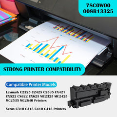 78C0W00 / 008R13325 Waste Toner Bottle Compatible with Lex Mark C2325 C2425 C2535 CX421 CX522 CX622 CX625 MC2325 MC2425 MC2535 MC2640 / Xerox C310 C315 C410 C415 Printers