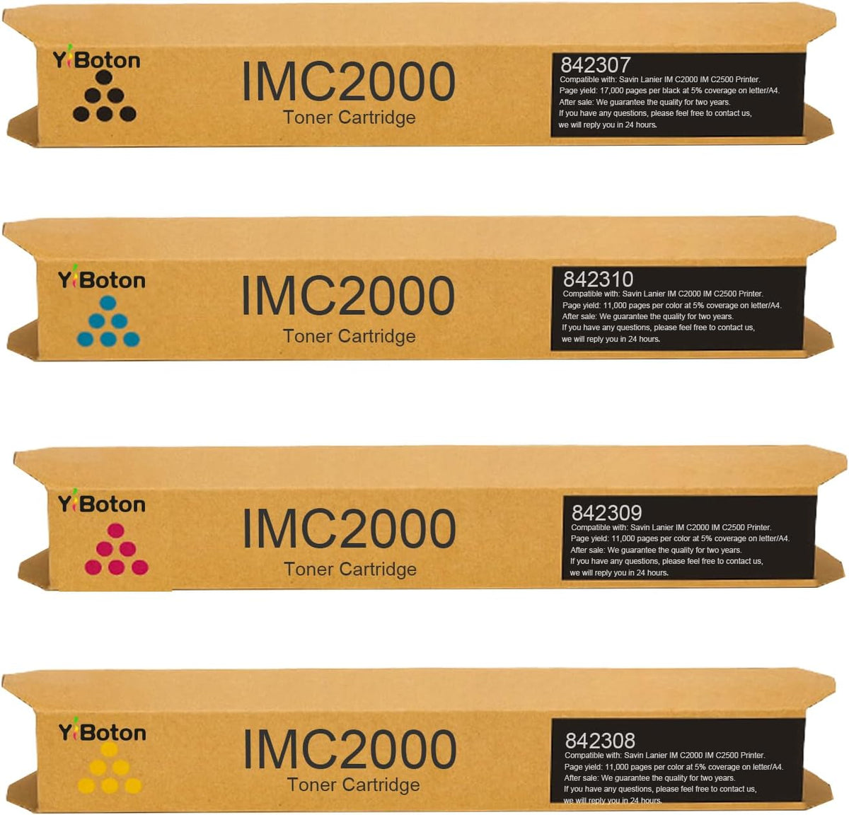 IM C2000 IM C2500 Compatible Toner Cartridge Replacement for RIC 842307 842308 842309 842310 for IMC2000 IMC2500 Printer (4 Pack)