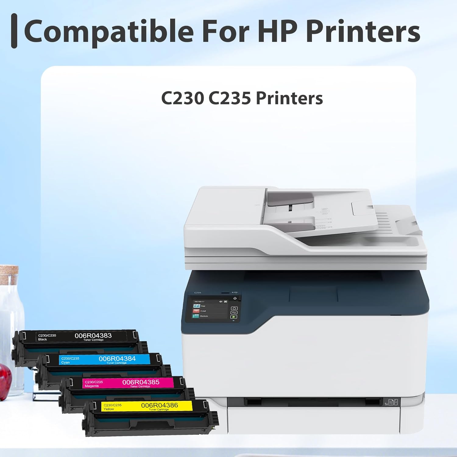 C230 C235 Toner Cartridge Replacement for Xerox C230/C235 Printer Black Cyan Magenta Yellow High Capacity Ink for 006R04383 006R04384 006R04385 006R04386 Toner (4-Pack)