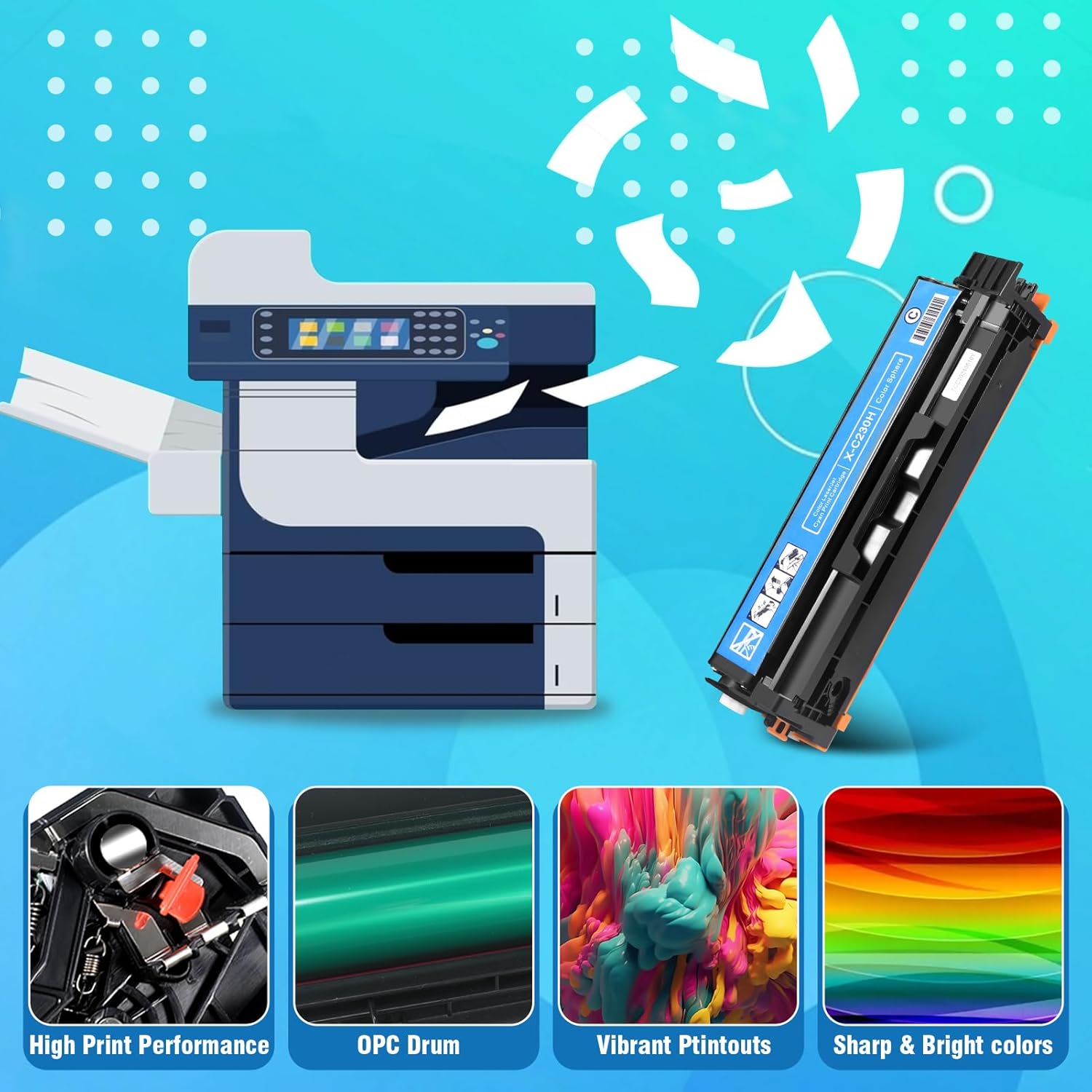 C230 C235 Toner Cartridge for Xerox 006r04383 006r04384 006r04385 006r04386,High Capacity 2500~3000 Pages Ink Cartridge for Xerox C230/DNI C235/DNI Color Multifunction Printer(4 Pack)