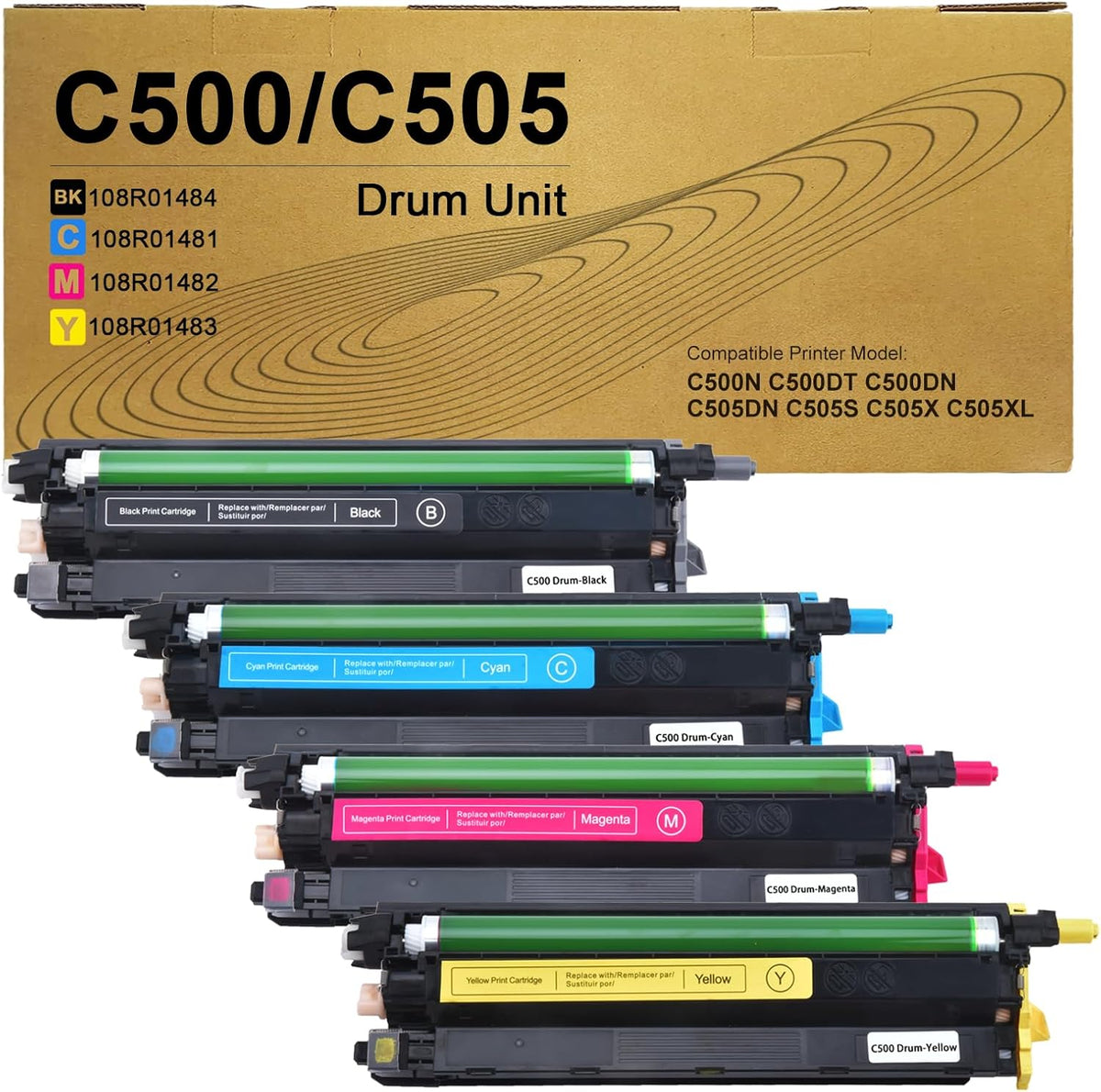 C500 C505 Drum Unit Compatible with Xerox Versalink C500/C505 Drum Cartridge Replacement for Xerox VersaLink C500 C505 C500DN C500N C505S C505X Printer (108R01484 108R01481 108R01482 108R01483)