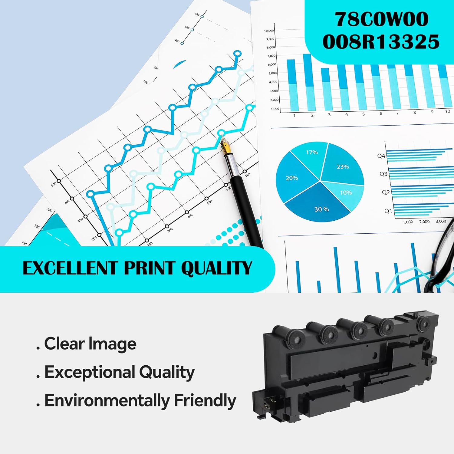 78C0W00 / 008R13325 Waste Toner Bottle Compatible with Lex Mark C2325 C2425 C2535 CX421 CX522 CX622 CX625 MC2325 MC2425 MC2535 MC2640 / Xerox C310 C315 C410 C415 Printers