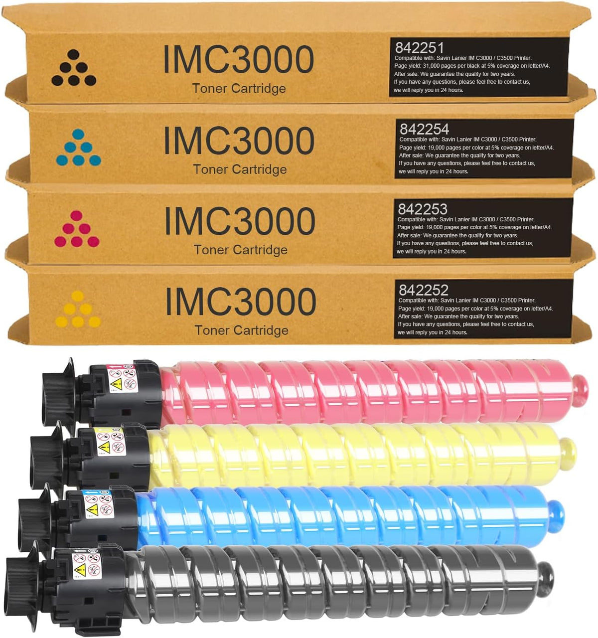 IMC3000 IMC3500 High Yield Toner Cartridge 842251 842252 842253 842254 Replacement for IM C3000 IM C3500 Printer(4 Pack Black, Cyan, Yellow, Magenta)