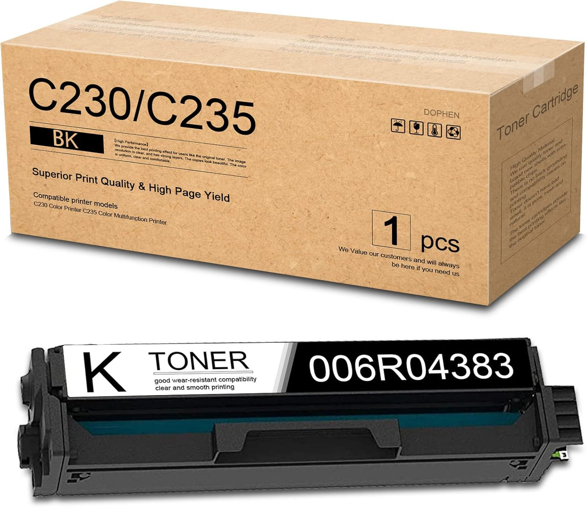 C230/C235 Toner Cartridges with Chip (4-Pack, 1BK/1C/1M/1Y): 006R04383 006R04384 006R04385 006R04386 Toner Cartridges Replacement for Xerox C230 Color C235 Multifunction Printer