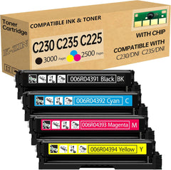 C230 C235 C225 Toner Cartridge (with Chip) - Compatible with Xerox C230DNI/C235DNI Printers, Replacement for Xerox 230 Toner 006R04383 006R04384 006R04385 006R04386(Black/Cyan/Magenta/Yellow)