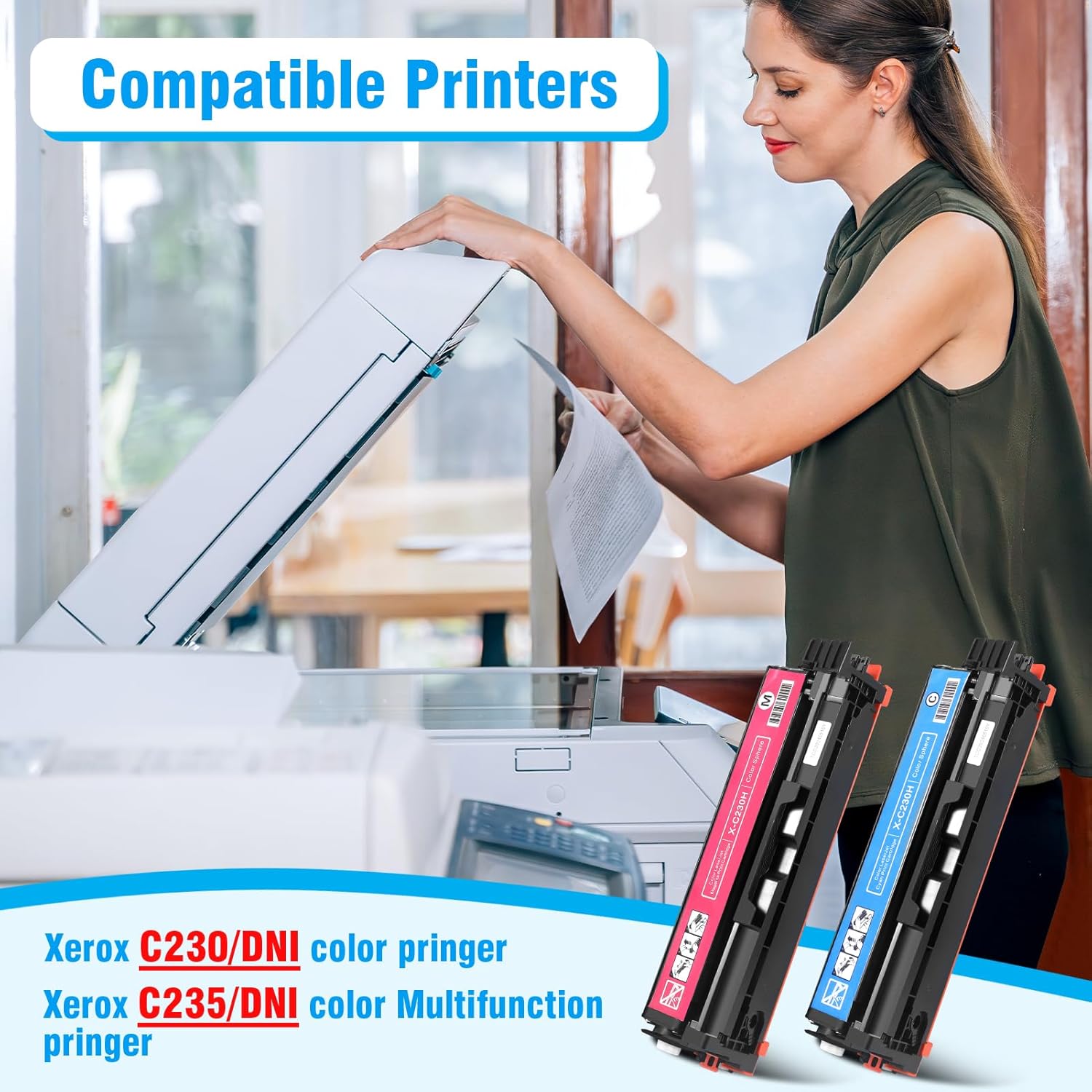 C230 C235 Toner Cartridge for Xerox 006r04383 006r04384 006r04385 006r04386,High Capacity 2500~3000 Pages Ink Cartridge for Xerox C230/DNI C235/DNI Color Multifunction Printer(4 Pack)