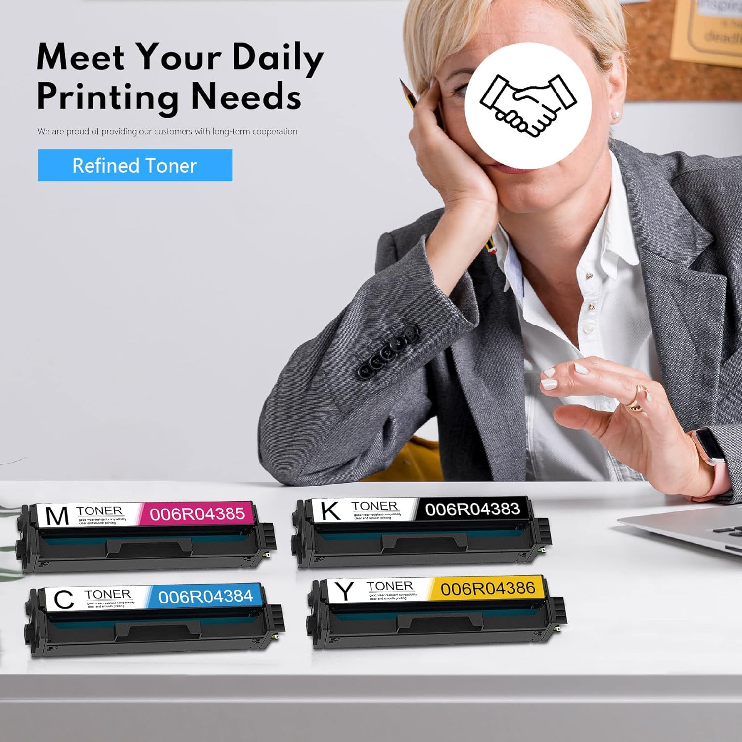 C230/C235 Toner Cartridges with Chip (4-Pack, 1BK/1C/1M/1Y): 006R04383 006R04384 006R04385 006R04386 Toner Cartridges Replacement for Xerox C230 Color C235 Multifunction Printer